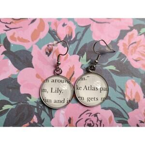 Lily and Atlas pendant earrings made with It Ends With Us book pages